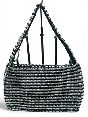 Escama Studio Socorro Black Pop Tab Crochet Shoulder Bag Fair Trade EUC